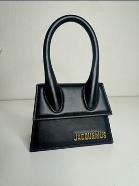 Jacquemus Black Mini Le Chiquito Top-Handle Bag with Gold Logo